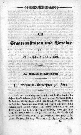 XII. Staatsanstalten und Vereine für Wissenschaft und Kunst