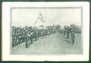Jura de la bandera por los conscriptos de la clase de 1897, en el cuartel del Regimiento de Granaderos a Caballo.