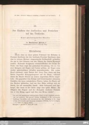 Der Einfluss des Arabischen und Persischen auf das Türkische : eine philologische Studie