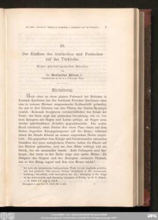 Der Einfluss des Arabischen und Persischen auf das Türkische : eine philologische Studie