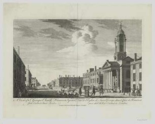 Ansicht von Parish Church of St George, Hanover Square in London , Kupferstich, um 1790