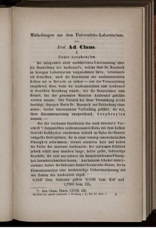 Mittheilungen aus dem Universitäts-Laboratorium.