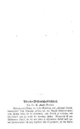 Pseudo-Wissenschaftlichkeit : Sprechsaal