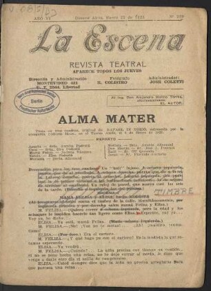 Alma mater : pieza en tres cuadros