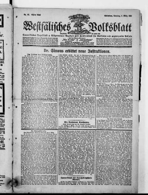Westfälisches Volksblatt : amtliches Mitteilungsblatt der NSDAP und der Behörden der Kreise Paderborn, Büren, Warburg