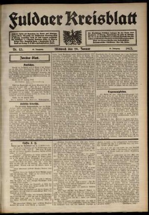 Zweite Ausgabe vom Mittwoch, den 29. Januar 1913.