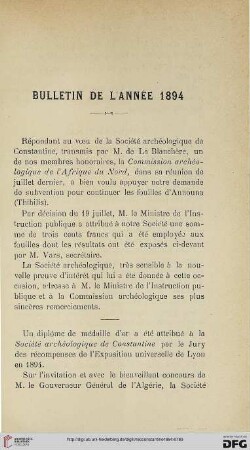 Bulletin de l'année 1894
