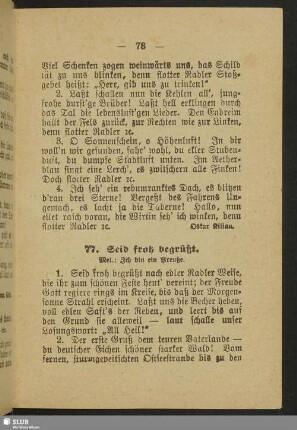 77. Seid froh begrüßt