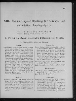 XIII. Verwaltungs-Abtheilung für Bundes- und auswärtige Angelegenheiten.