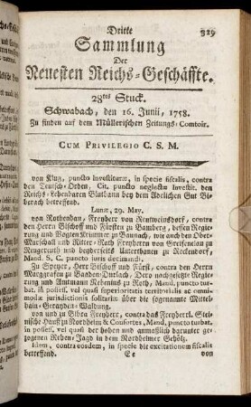 28tes Stuck. Schwabach, den 16. Junii, 1758.