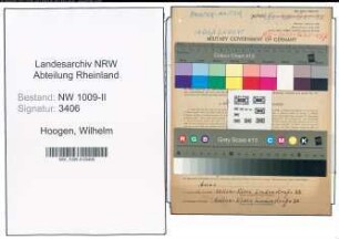 Entnazifizierung Wilhelm Hoogen , geb. 01.09.1906 (Maler)