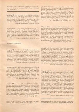 Wir machen hiermit unsere Leser auf die gebunden erschienenen Jahrgänge [...]