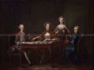 Maria Theresia mit ihren Kindern, dem Erzherzog Joseph und der Erzherzogin Marie Christine und ihrer Schwiegertochter Prinzessin Isabella von Parma