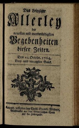 Den 23. Octobr. 1764. Drey und vierzigstes Stück.