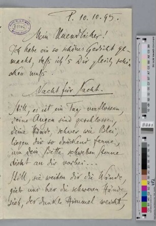 Brief an Detlev von Liliencron