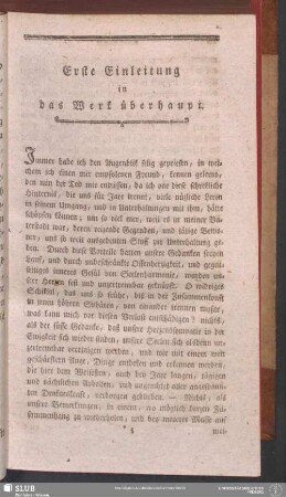 Erste Einleitung in das Werk überhaupt