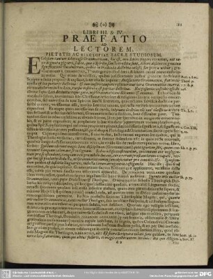 Libri III. & IV. Praefatio Ad Lectorem