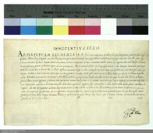 Indulgenzbrief des Papstes Innozenz XII. für die Erlöser-Bruderschaft
