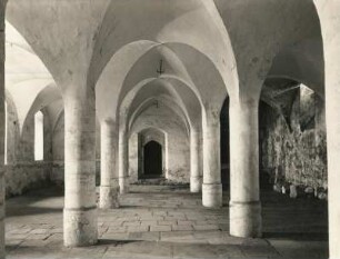 Stolpen. Burg Stolpen (1222 Ersterwähnung, 1476/1487 Erweiterung, 1501/1600 Erweiterung, 1675 Ausbau; W. C. v. Klengel, 1773 Teilabbruch, 1965/1968 Restaurierung). Ehemaliger Marstall. Innenansicht