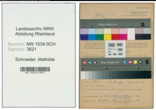 Entnazifizierung Mathilde Schroeder , geb. 22.08.1902 (Hilfswerkerin)