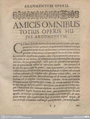 Amicis Omnibus totius operis hujus Argumentum.