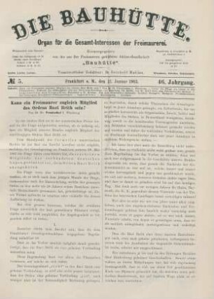 No. 5. Frankfurt a. M., den 31. Januar 1903. 46. Jahrgang.