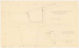 Haus Jansen, Berlin-Grunewald: Dach, Dachrinne und Riemenkessel: Grundriss, Schnitt, Aufriss 1:10, vertikaler Schnitt 1:1