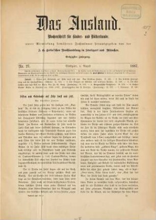 Das Ausland : Wochenschrift für Erd- und Völkerkunde. 60, 2. 1887