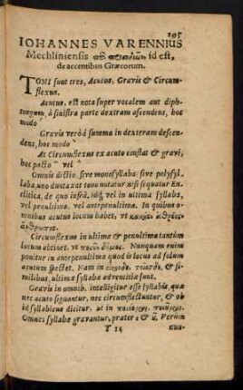 Johannes Varennius Mechliniensis [...] id est, de accentibus Graecorum.
