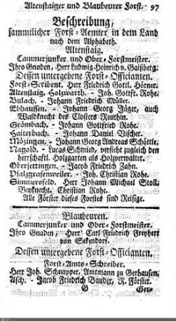 Forstämter / Bergwerke