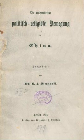Die gegenwärtige politisch-religiöse Bewegung in China