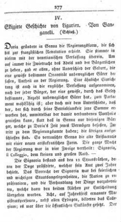 IV. Skizzirte Geschichte von Ligurien. Von Ganganelli. (Schluß.)