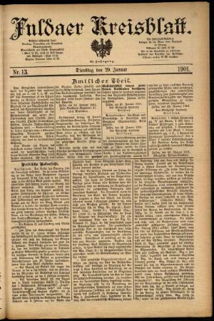 Ausgabe vom Dienstag, den 29. Januar 1901.