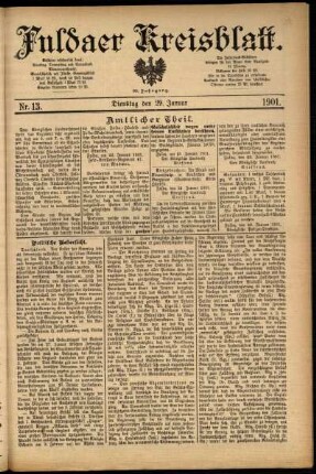 Ausgabe vom Dienstag, den 29. Januar 1901.