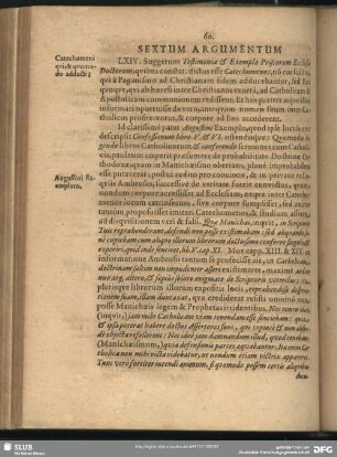 Sextum Argumentum