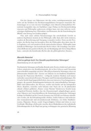 Und es gelingt doch! : zur Genetik psychiatrischer Störungen