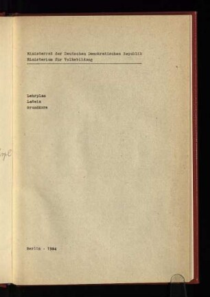 Lehrplan Latein Grundkurs