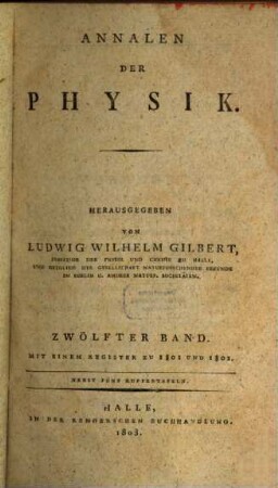 Annalen der Physik. 12. 1803