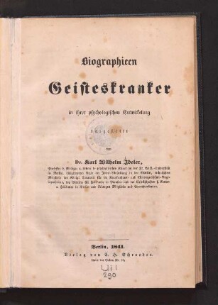 Biographieen Geisteskranker in ihrer psychologischen Entwickelung