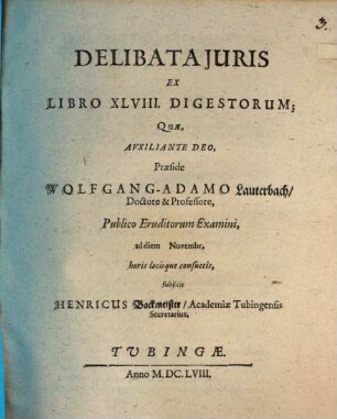 Delibata iuris ex libro XLVIII. Digestorum