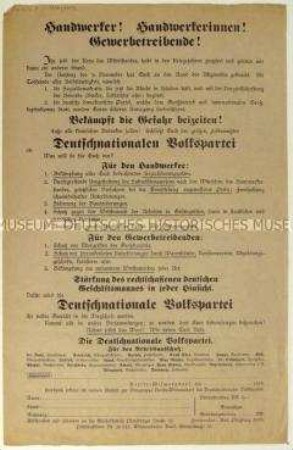 Aufruf zum Eintritt in die Deutschnationale Volkspartei