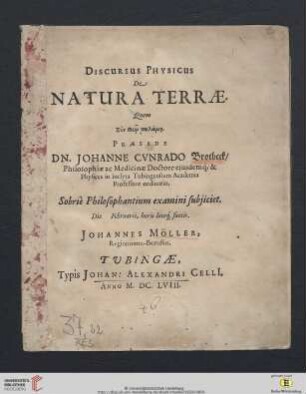 Discursus Physicus De Natura Terrae