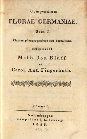 Compendium florae Germaniae. 1, Sectio I Plantae phanerogamicae seu vasculosae ; tom. 1