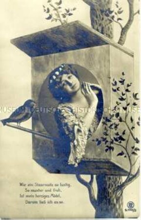 Postkarte mit Frauenbild