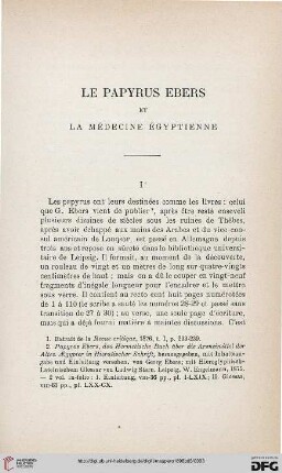 Le Papyrus Ebers et la Médecine égyptienne