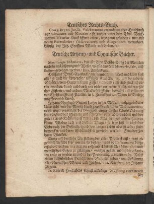 Teutsche Artzney- und Chymische Bücher.