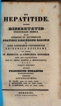 De hepatitide : dissertatio inauguralis medica