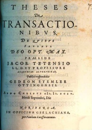 Theses de transactionibus