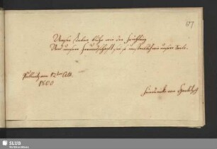 Bl. 67. Stammbucheintrag von Hartitzsch, Friedericke von