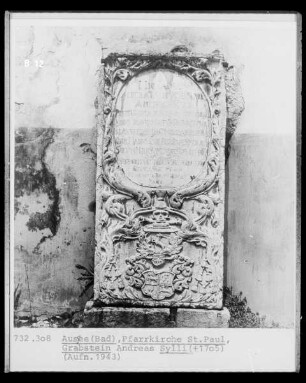 Grabstein Andreas Sylli, verstorben 1705